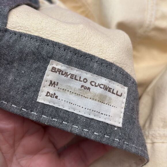 Brunello Cucinelli Cream 100% leather Bomber Jacket , M - Picture 11 of 14